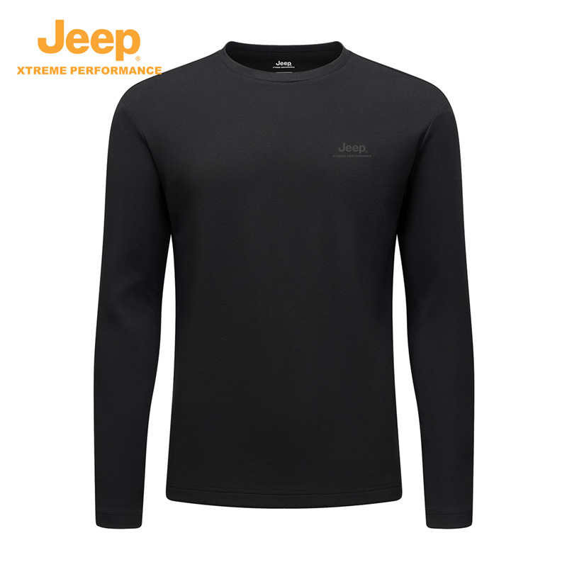 Jeep户外男士秋冬莫代尔T恤男抓绒保暖运动外套