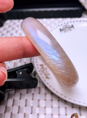 天然日月同辉石手镯日蓝月光太阳石共生手串闪片蓝光云母片