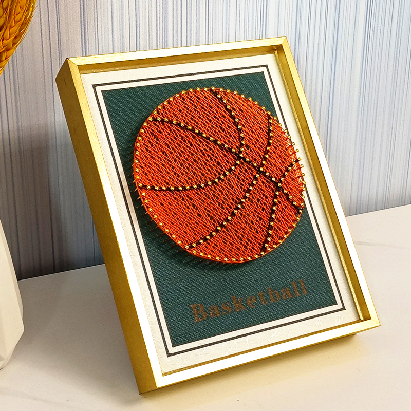 篮球编织画 钉子绕线画 diy材料手工作业 团建活动 客餐厅装饰画 - 图2