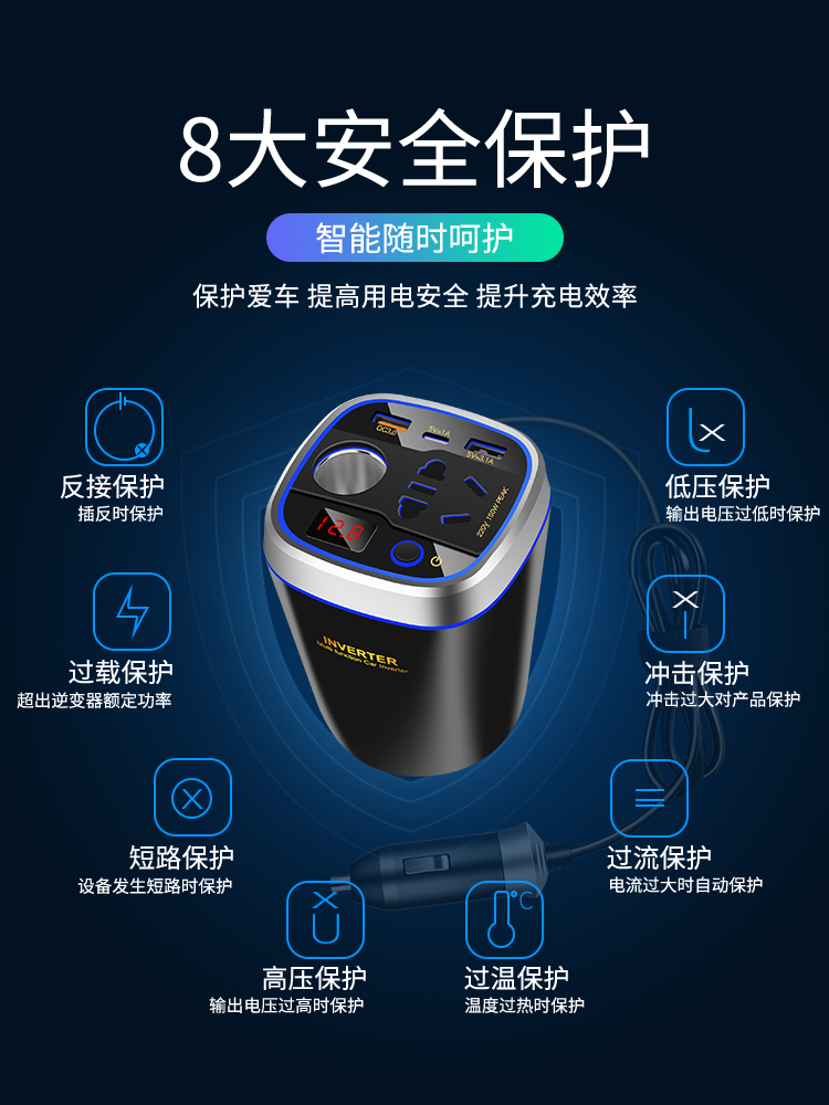 车载逆变转换器220v变压器小型插座12v转220v逆电器usb电源充电器-图2