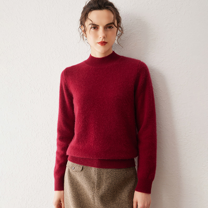 2024秋冬新款100%纯山羊绒衫女半高领加厚毛衣百搭宽松针织打底衫,淘宝优惠券,粉丝福利购,淘宝优惠卷