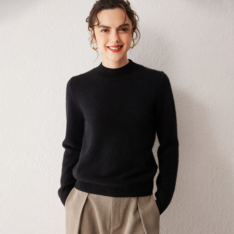 2024秋冬新款100%纯山羊绒衫女半高领加厚毛衣百搭宽松针织打底衫,淘宝优惠券,粉丝福利购,淘宝优惠卷