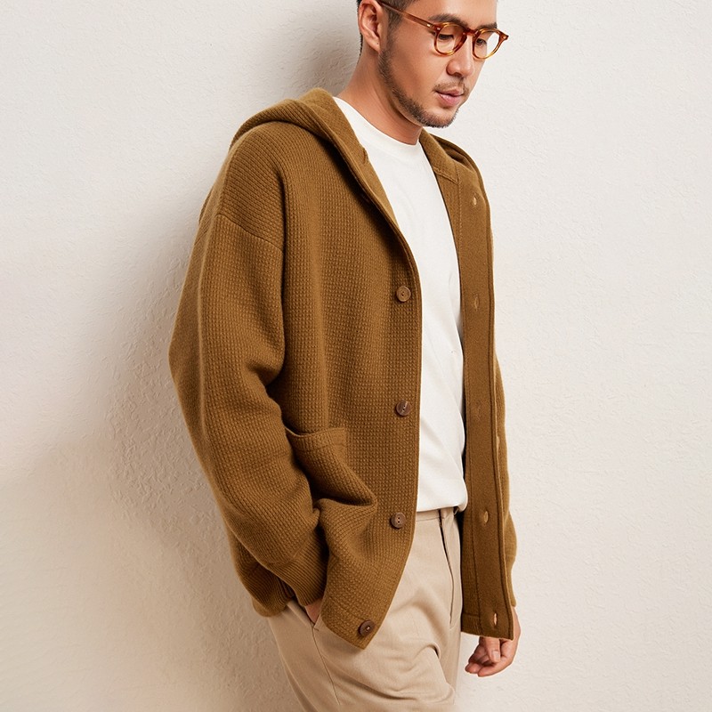 2025新款男装外穿连帽羊绒夹克约900克加厚纯山羊绒毛衣外套带帽,淘宝优惠券,粉丝福利购,淘宝优惠卷