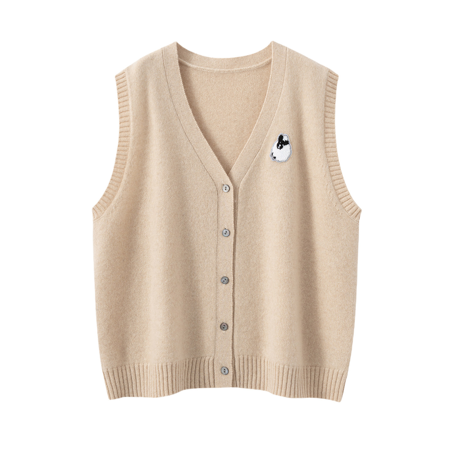 25新款100山羊绒加厚小羊刺绣v领女马甲简约亲肤舒适百搭针织坎肩,淘宝优惠券,粉丝福利购,淘宝优惠卷