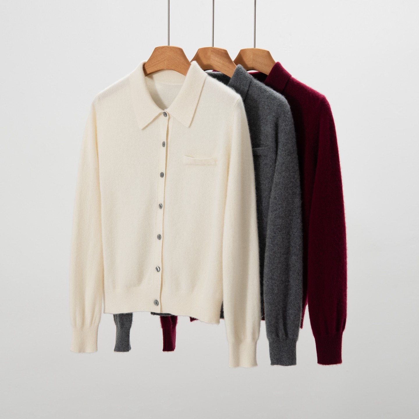 秋冬新款100%山羊绒开衫女Polo领假兜宽松简约百搭针织打底衫毛衣,淘宝优惠券,粉丝福利购,淘宝优惠卷