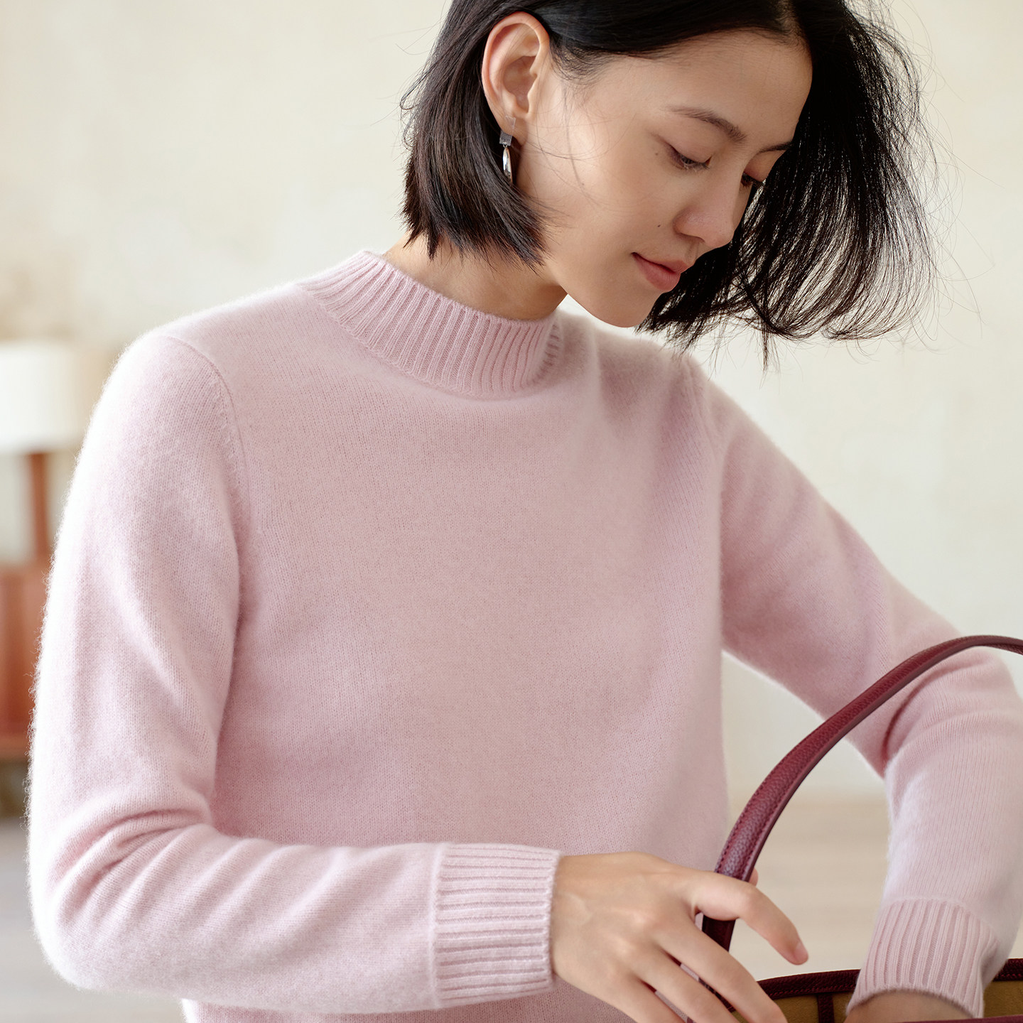 康塞妮半高领加厚羊绒衫女100纯山羊绒毛衣秋冬新款宽松针织打底,淘宝优惠券,粉丝福利购,淘宝优惠卷