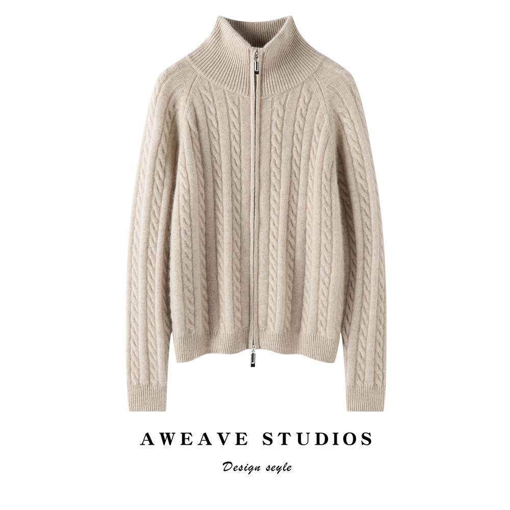 2025秋冬新款100%山羊绒开衫女拉链上衣宽松加厚百搭毛衣针织外套,淘宝优惠券,粉丝福利购,淘宝优惠卷