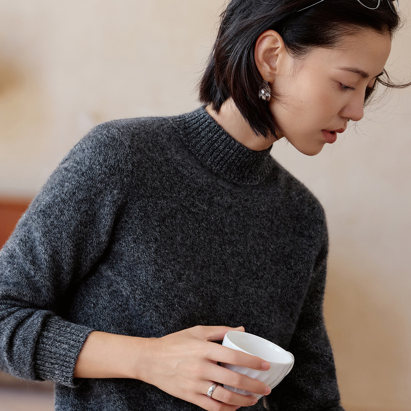 康塞妮半高领加厚羊绒衫女100纯山羊绒毛衣秋冬新款宽松针织打底,淘宝优惠券,粉丝福利购,淘宝优惠卷