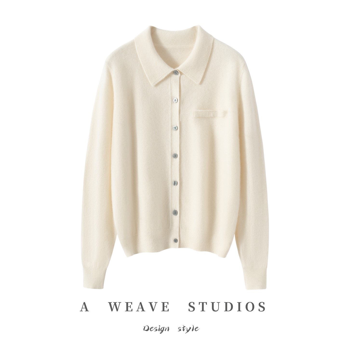 秋冬新款100%山羊绒开衫女Polo领假兜宽松简约百搭针织打底衫毛衣,淘宝优惠券,粉丝福利购,淘宝优惠卷