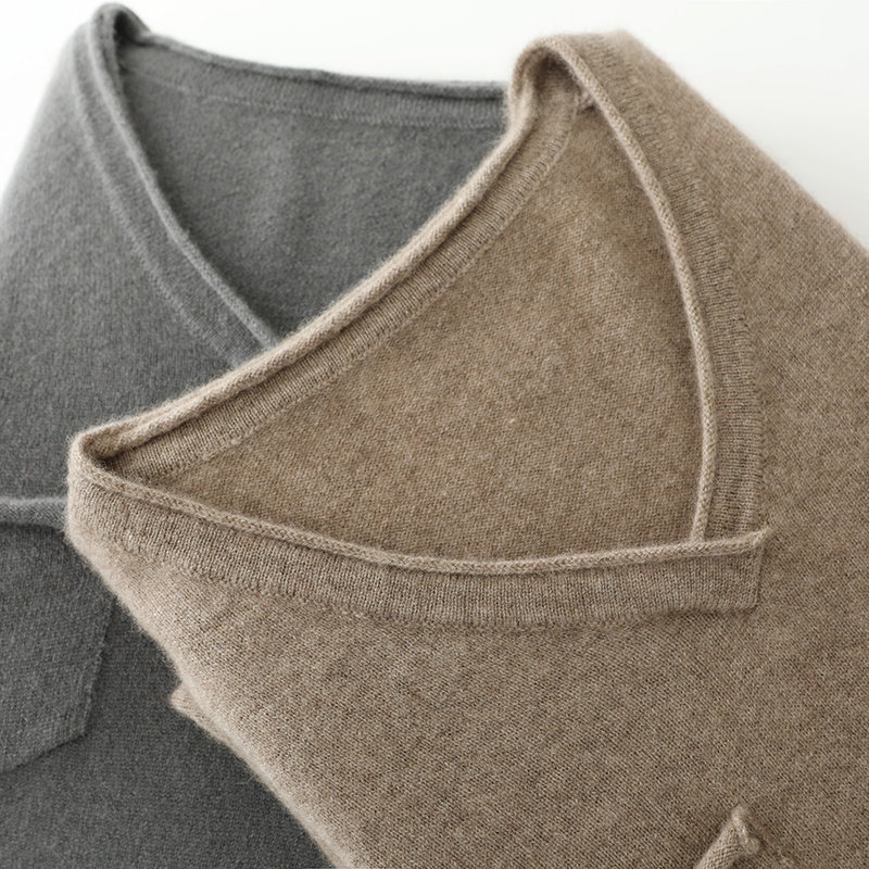 秋冬新款100纯山羊绒衫女V领口袋开叉软糯慵懒宽松外穿针织衫毛衣,淘宝优惠券,粉丝福利购,淘宝优惠卷