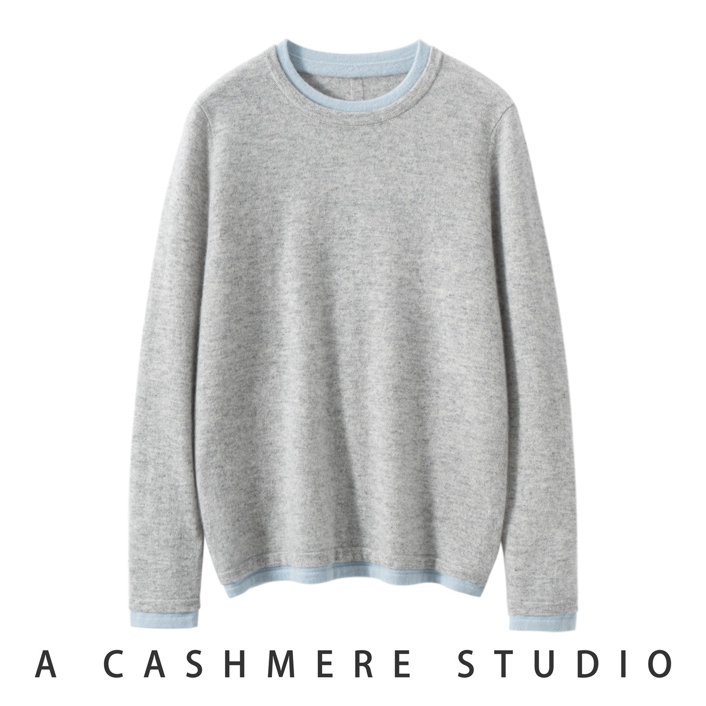 圆领100%纯山羊绒衫女毛衣秋冬假两件拼色针织衫灰色宽松打底上衣,淘宝优惠券,粉丝福利购,淘宝优惠卷