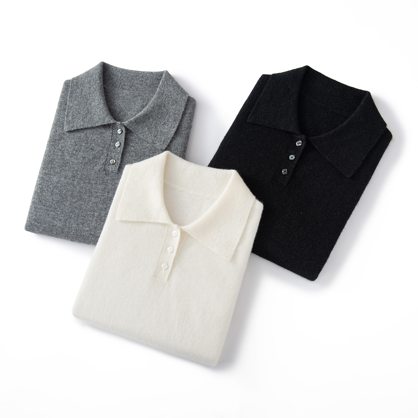 2025早秋新款100%山羊绒无袖背心女Polo领上衣韩版宽松显瘦针织衫 - 图2