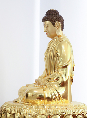 铜贴真金释迦牟尼阿弥陀佛大日如来佛祖成道佛佛具居家供奉摆件