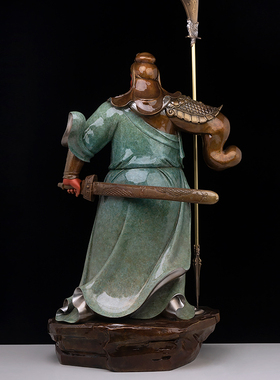 铜立刀关公关二爷关羽武财神供奉佛像寺庙客厅摆件办公室饰品