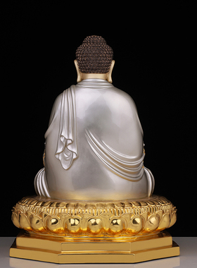 铜彩铜镶宝三宝佛释迦牟尼阿弥陀佛药师佛供奉佛像摆件寺庙家用