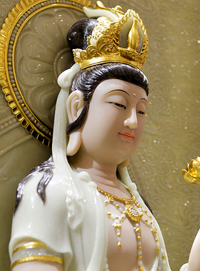 天然西方三圣佛像供奉寺庙汉白玉