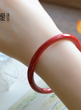 天然朱砂手镯高纯度本命年礼物女