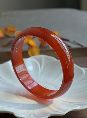 超大号红玛瑙手镯天然玉镯男女款