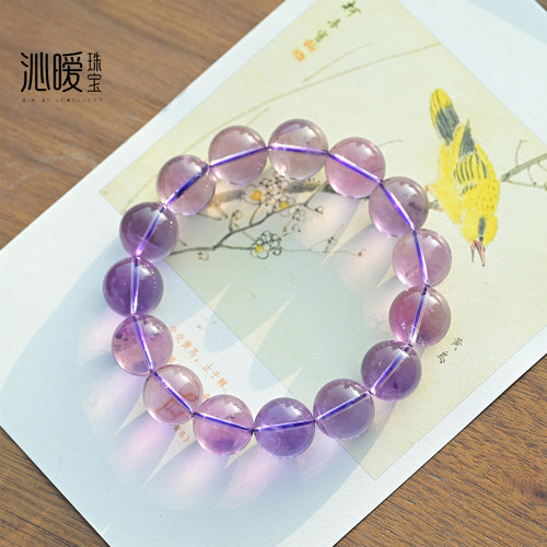 oozedim/沁暧紫水晶手链大珠子浅紫色天然紫水晶生日礼物手串女款 - 图2