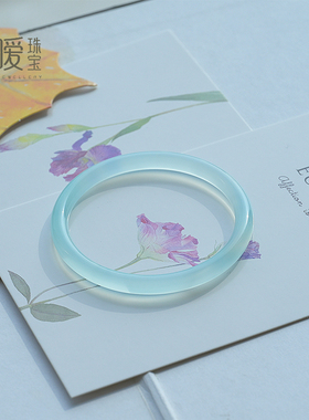 天然冰川蓝玉髓手镯女朋友礼物