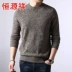 Hengyuan Xiang áo len cashmere nguyên chất nam dày len mỏng màu rắn cashmere áo len cashmere trung niên cha mặc áo sơ mi chạm đáy - Áo len Cashmere