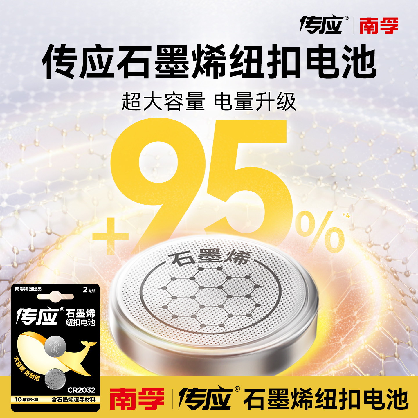 南孚传应石墨烯CR2032纽扣电池汽车钥匙适用于现代别克本田起亚雪佛兰丰田奥迪大众遥控器锂电池3V型号大容量,淘宝优惠券,粉丝福利购,淘宝优惠卷
