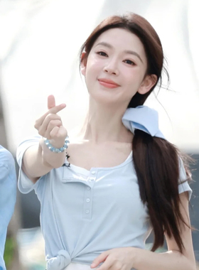 陈瑶同款蓝色风车方巾发圈女2026年新款清新夏天韩系扎发头绳头饰
