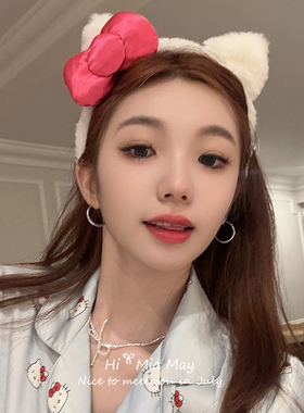 白色猫耳朵毛绒头发发箍