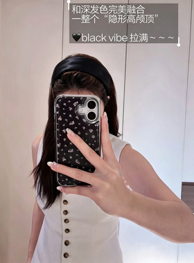 小香黑~经典气质黑色水晶缎光感发箍女2026年新款高颅顶发卡发捆