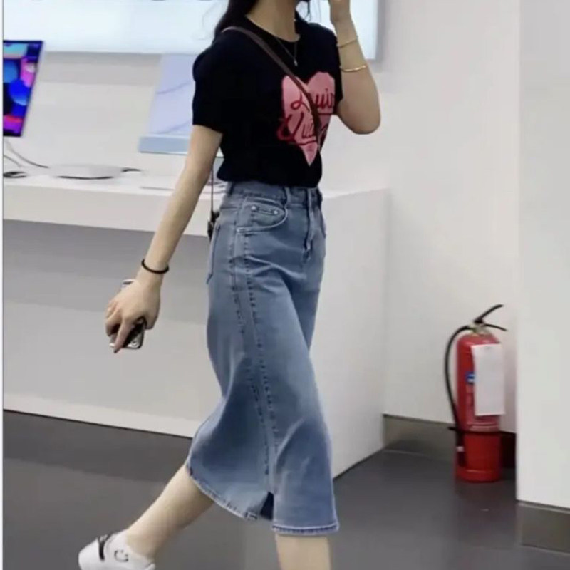 牛仔中长款夏季2022新款小众半身裙 豪喜半身裙