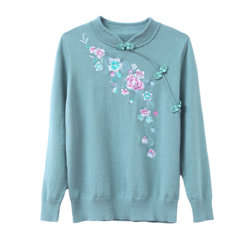 妈妈秋装针织小衫50岁长袖洋气毛衣 芬迪丹奴中老年女装