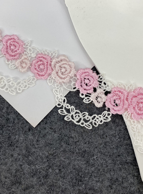 镂空锁骨链简约短款粉色玫瑰花蕾丝颈带choker性感网红颈链项链