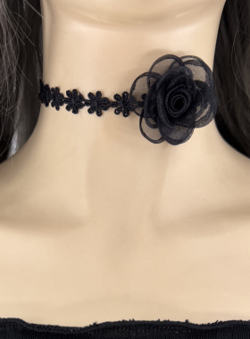 黑色蕾丝玫瑰choker项链复古百搭