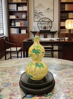 葫芦瓶高两河手绘粉彩瓷器花瓶插花福禄送礼自用乔迁多宝阁博古架