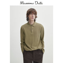 Autumn Winter new Massimo Dutti mens clothing 2023 new commuter wind comfort pure cotton microtextured long sleeve POLO shirt 00734288530