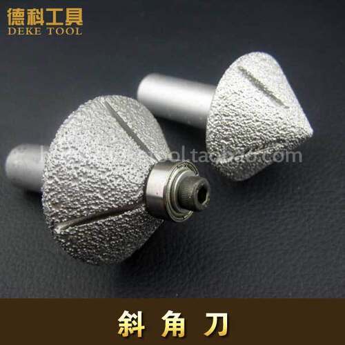 钎焊石英石45度斜角刀小锣机修边刀头金刚石石材铣刀带轴承斜边刀 - 图0