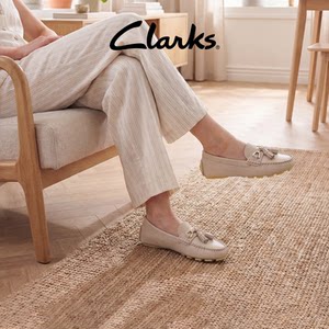 Clarks其乐QuiltoStep女鞋豆豆鞋乐福鞋春夏麦穗平底一脚蹬羊皮革