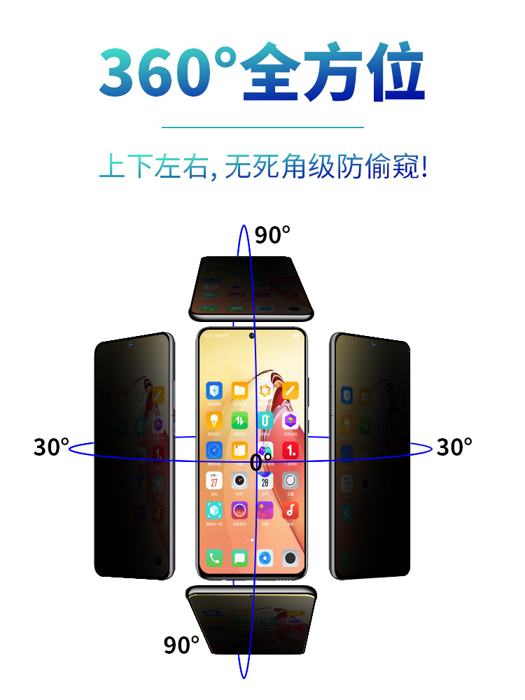 适用华为优畅享30e防窥膜vp003全屏360度防窥 30e护眼漠cx30e护眼保护隐私vp004防摔华为30e上下左右防窥膜-图0