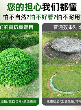 井盖遮丑装饰品仿真尤加利草球