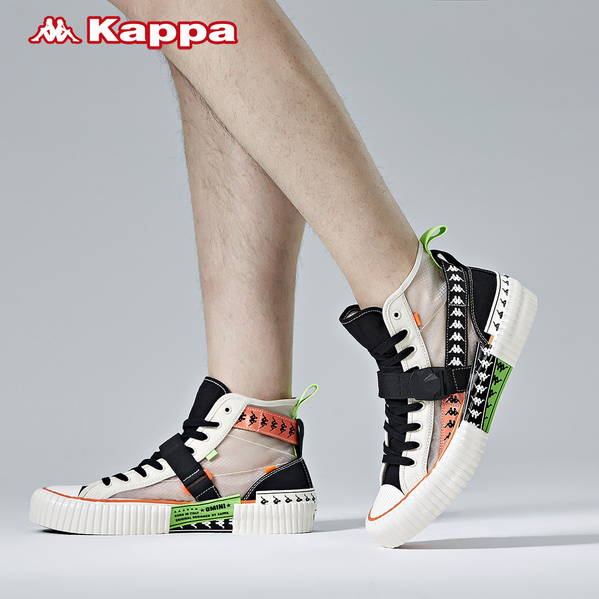Kappa男女串标板鞋高帮帆布鞋秋冬新款|K0AW5VS51 - 图1