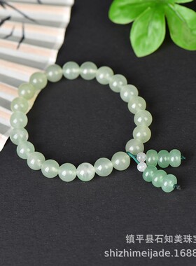新疆东陵玉多宝手链男女款绿圆珠玉石手串时尚款diy珠子绿色饰品