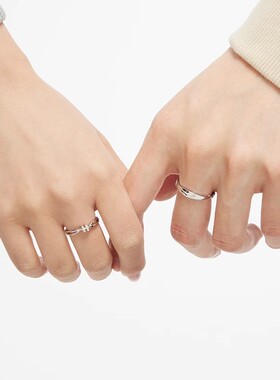 爱意交织情侣戒指999足银极简百搭小众指环莫比乌斯对戒新款爆款