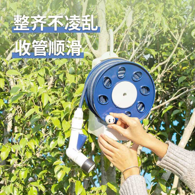 日本进口Takagi 壁挂式水管车套装15米 园艺浇花冲洗软管阳台花园 - 图2