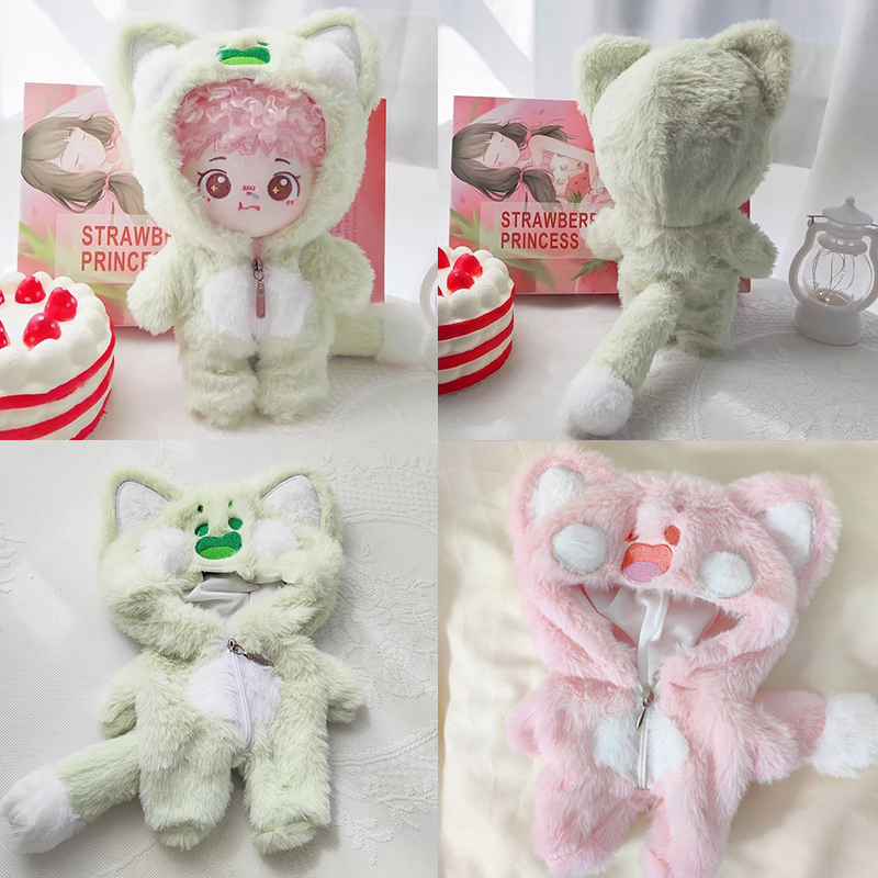 棉花娃娃衣服娃衣套装连体20cm玩偶公仔鲨鱼服卡皮巴拉猪兔子熊猫 - 图3