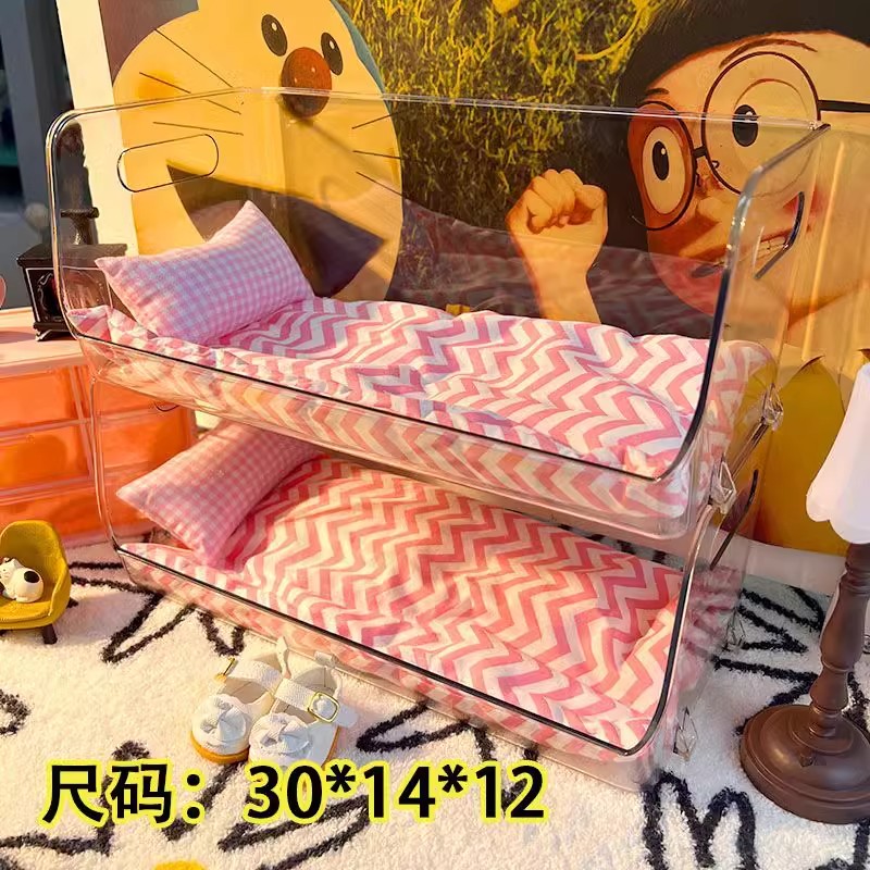 20cm棉花娃娃的床收纳展示公主家具床娃屋bjd娃娃小床床品三件套 - 图2