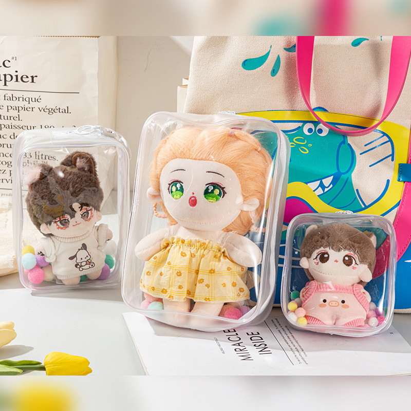 棉花娃娃遛晒娃包10cm15cm20cm痛包加厚版高透毛绒玩偶外出防尘 - 图2