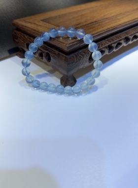 天然海蓝宝手链女款单圈海蓝宝手串饰品礼物送女友闺蜜生日礼物