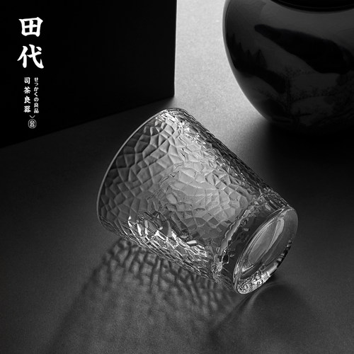 日式锤纹玻璃杯套装 家用简约水杯清新森系ins茶杯带杯架杯子套装 - 图3
