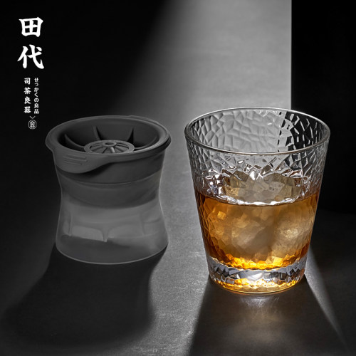 日式锤纹玻璃杯套装 家用简约水杯清新森系ins茶杯带杯架杯子套装 - 图1
