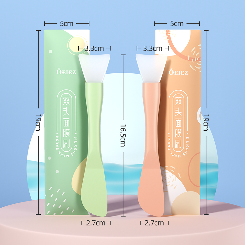 双头硅胶面膜刷子脸部清洁刮板两用泥膜棒美容院面部刮刀涂抹挖勺
